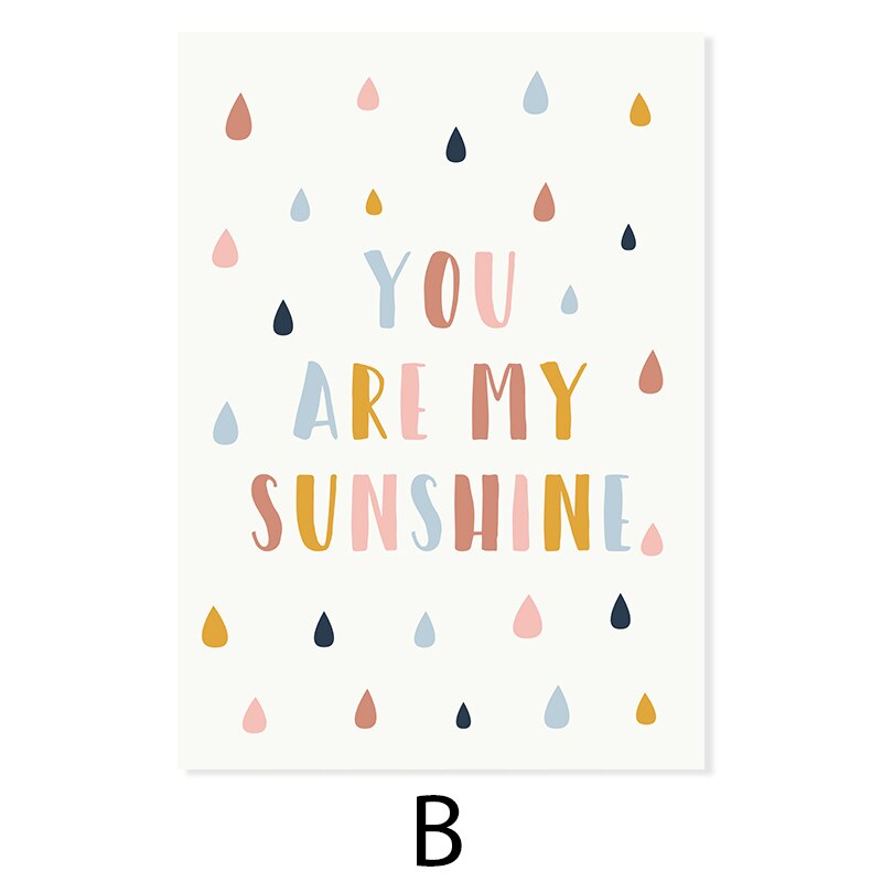 Happy Color You Are My Sunshine Kinderzimmer - Leinwand Wandkunst Druck
