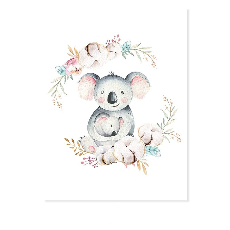Loving Koala Mutter & Baby Girlande - Canvas Wandkunst Druck