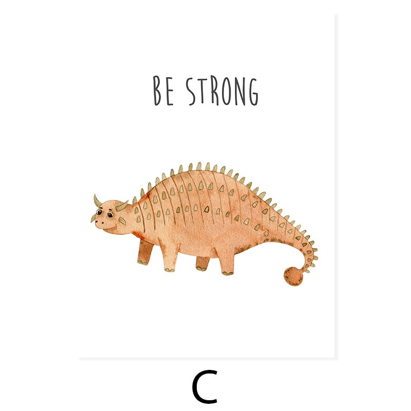 Cartoon Dinosaur Motivation - Leinwand Wandkunst Druck