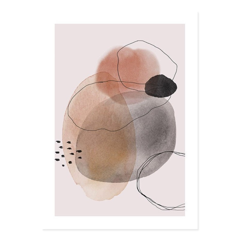 Dunkle abstrakte Aquarellkreise - Leinwand Wandkunstdruck