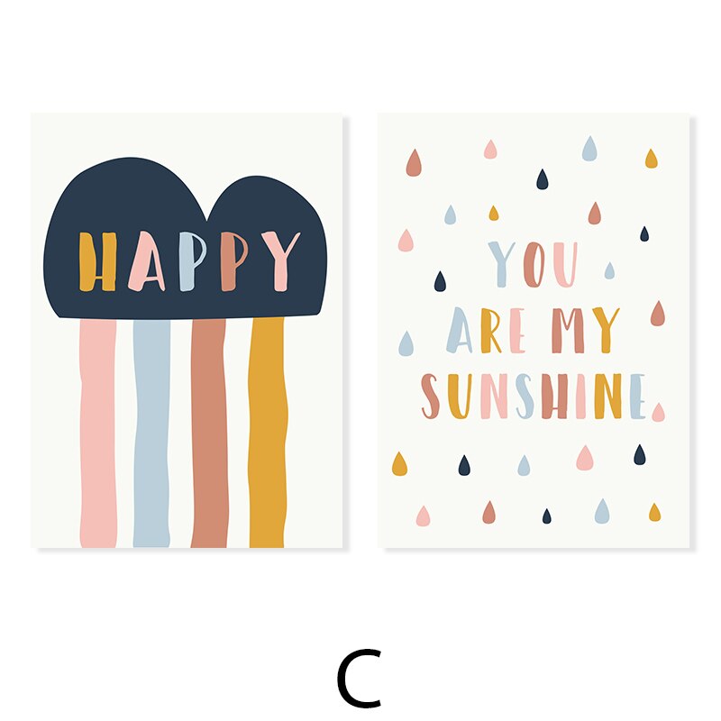 Happy Color You Are My Sunshine Kinderzimmer - Leinwand Wandkunst Druck