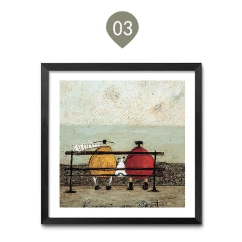 Abstrakte nordische Landschaft im Vintage-Stil – Leinwanddruck