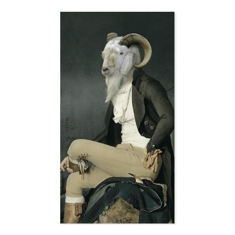 Abstraktes Tier- & Menschenposter - Leinwand Wandkunstdruck