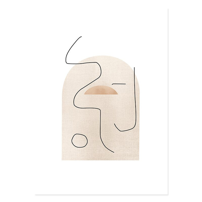 Abstract Boho Natur Beige Zeitgenössisch Regenbogen - Leinwand Wandkunst Drucken