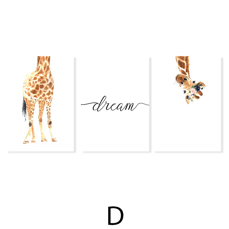 Süße Giraffe Traum Aquarell - Leinwand Wandkunst Druck