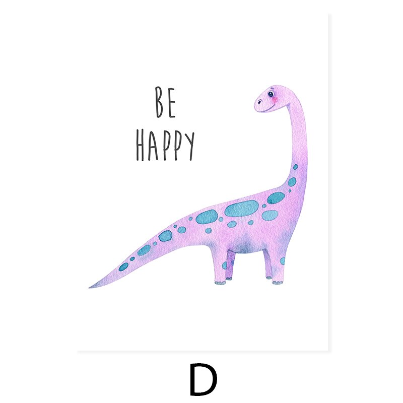 Cartoon Dinosaur Motivation - Leinwand Wandkunst Druck