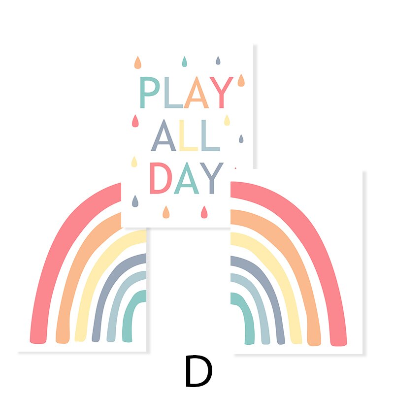 Buntes Regenbogenregentropfen Spiel den ganzen Tag - Leinwand Wandkunst Druck