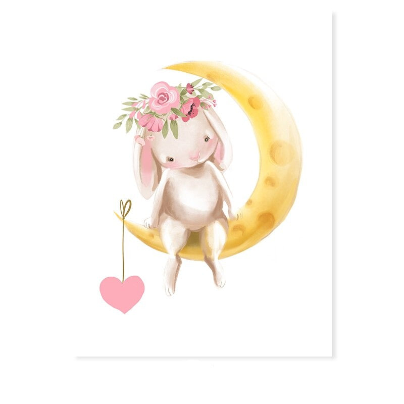 Mama und Baby-Hase niedlich - Leinwand Wandkunst Druck