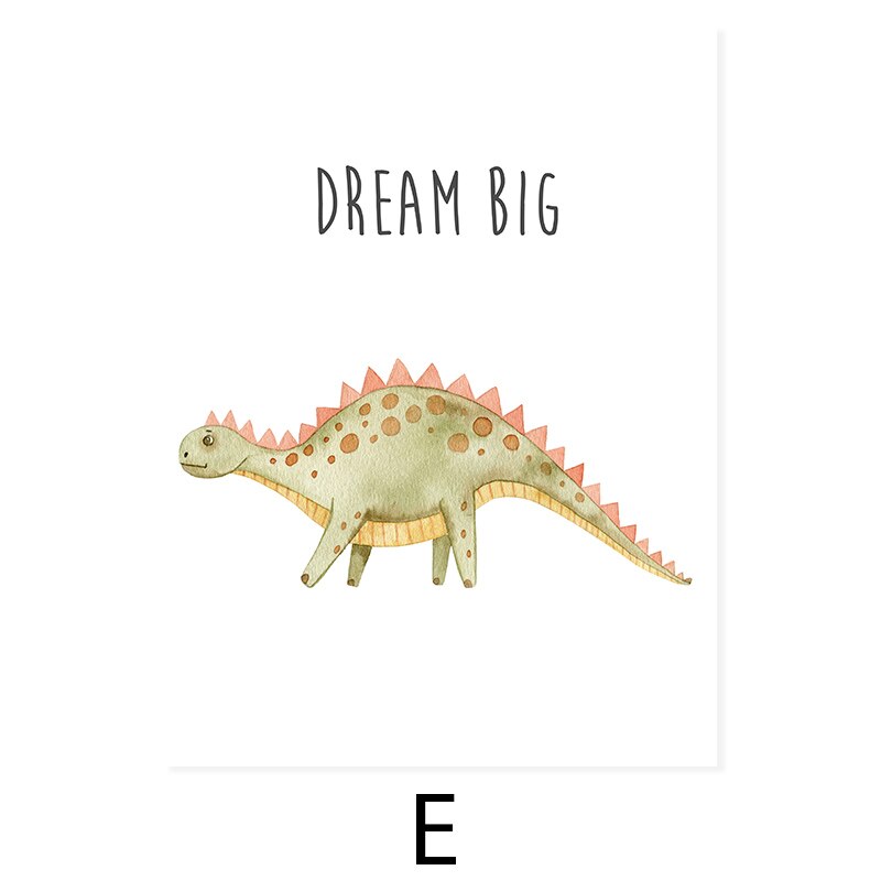 Cartoon Dinosaur Motivation - Leinwand Wandkunst Druck