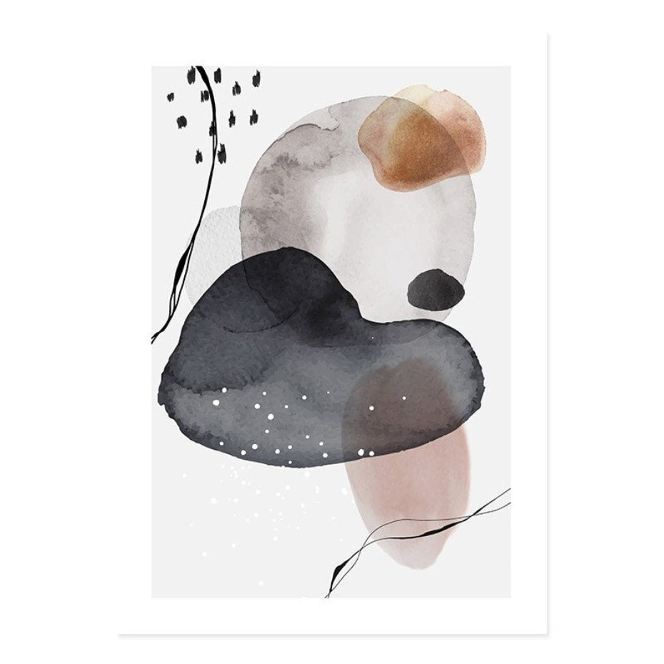 Dunkle abstrakte Aquarellkreise - Leinwand Wandkunstdruck