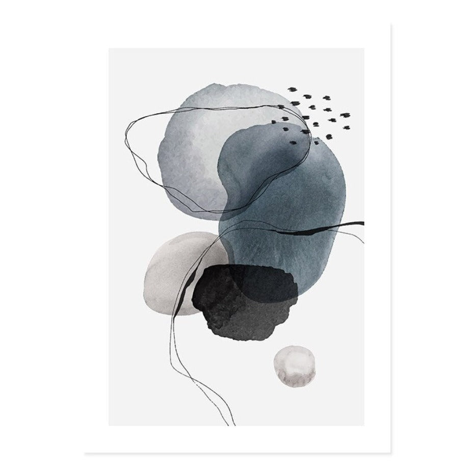 Dunkle abstrakte Aquarellkreise - Leinwand Wandkunstdruck