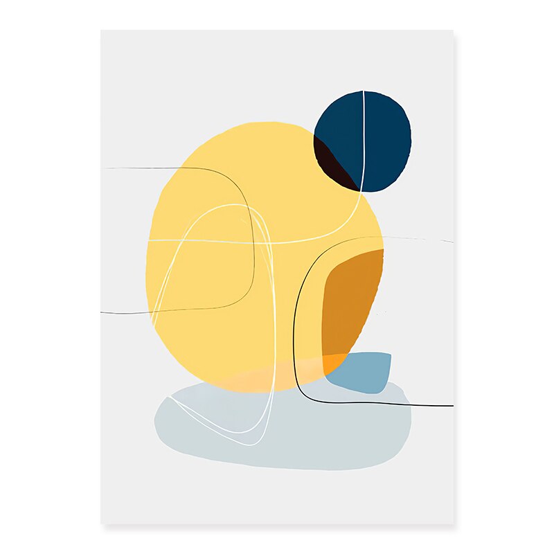 Trendige abstrakte gelbe Grafikdesigns – Leinwanddruck