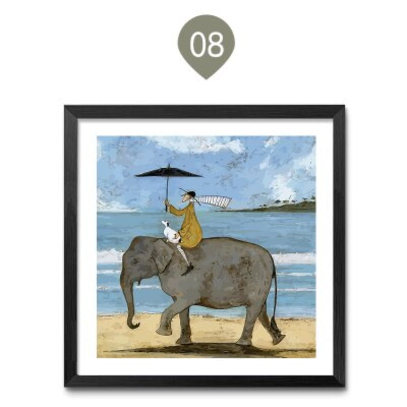Abstrakte nordische Landschaft im Vintage-Stil – Leinwanddruck