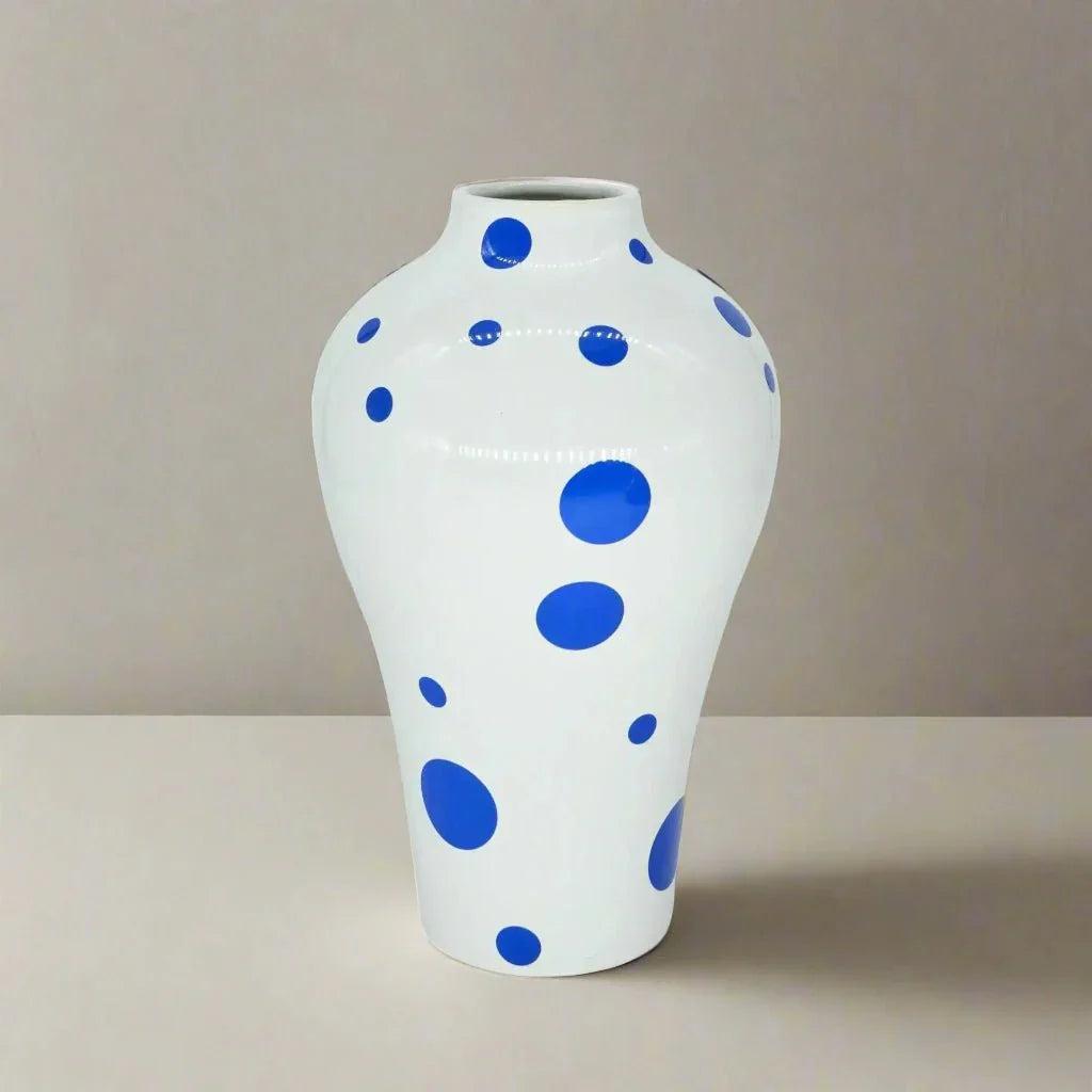 Vibrant Blue Geometric Ceramic Vase Moderne Wohnkultur | Brehn