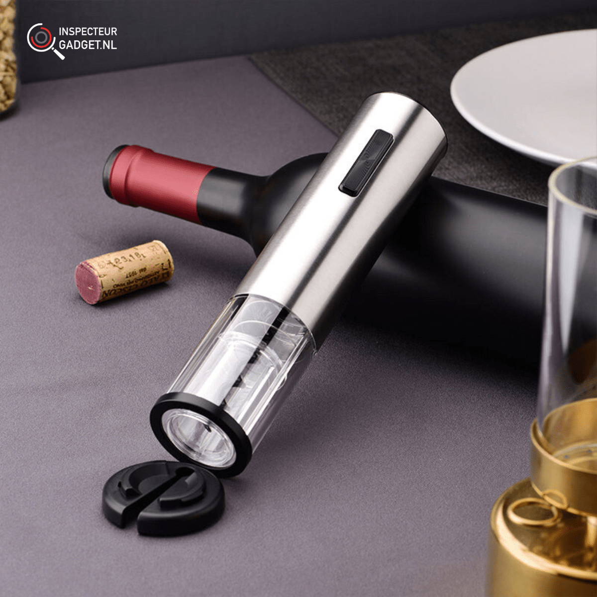 Vinolux 4-in-1 Elektrisches Weinöffner-Set – Korkenzieher, Folienschneider, Belüfter & Vakuumverschluss