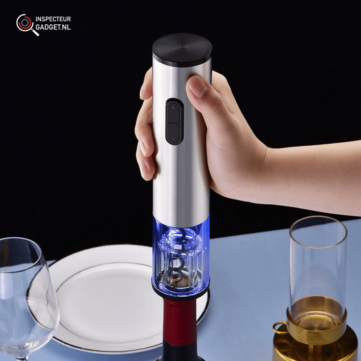 Vinolux 4-in-1 Elektrisches Weinöffner-Set – Korkenzieher, Folienschneider, Belüfter & Vakuumverschluss