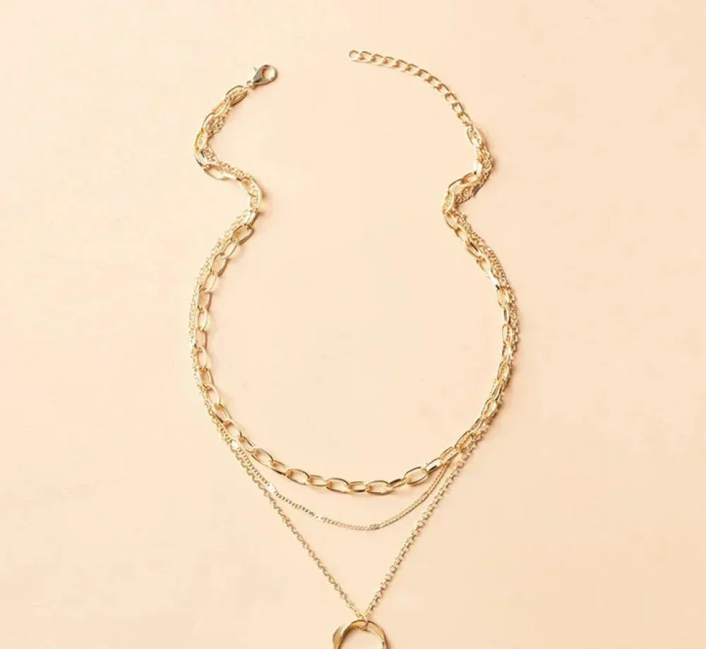 Brehn | Vintage Gold mehrlagige Kette mit Anhänger