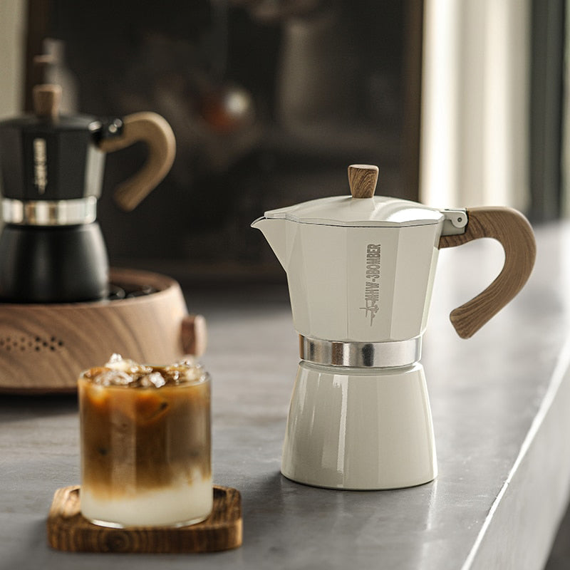 Vintage Holzgriff Espresso Maker Moka Pot Brühtools | Brehn