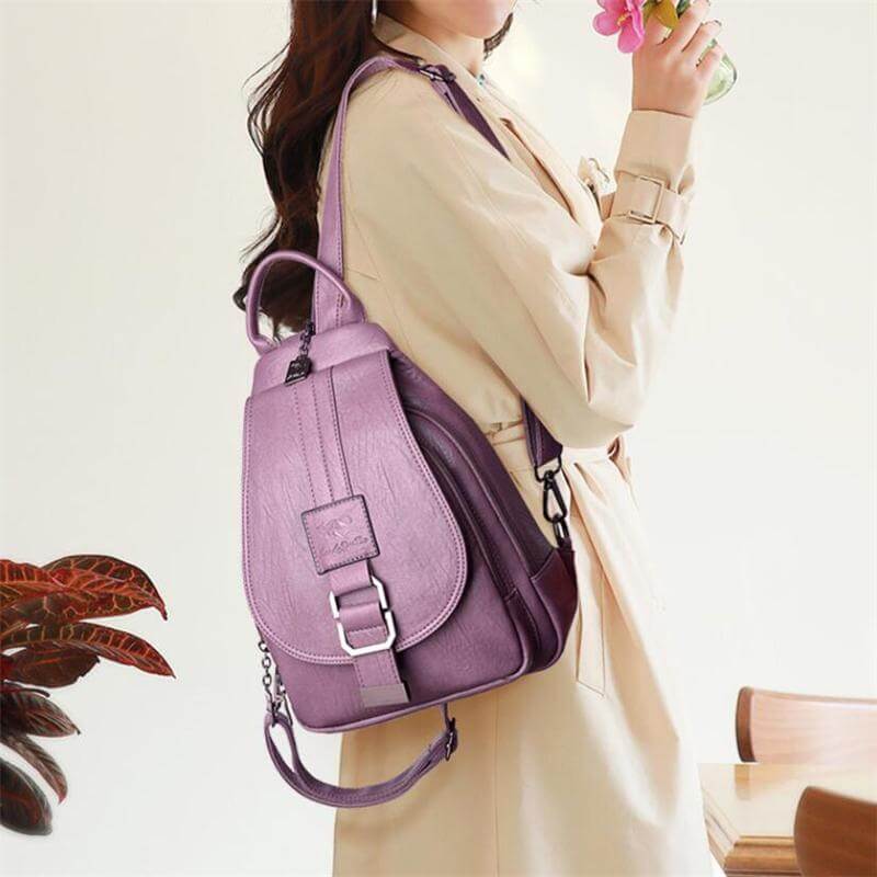 Premium Wasserabweisender Leder Rucksack für Frauen | Brehn