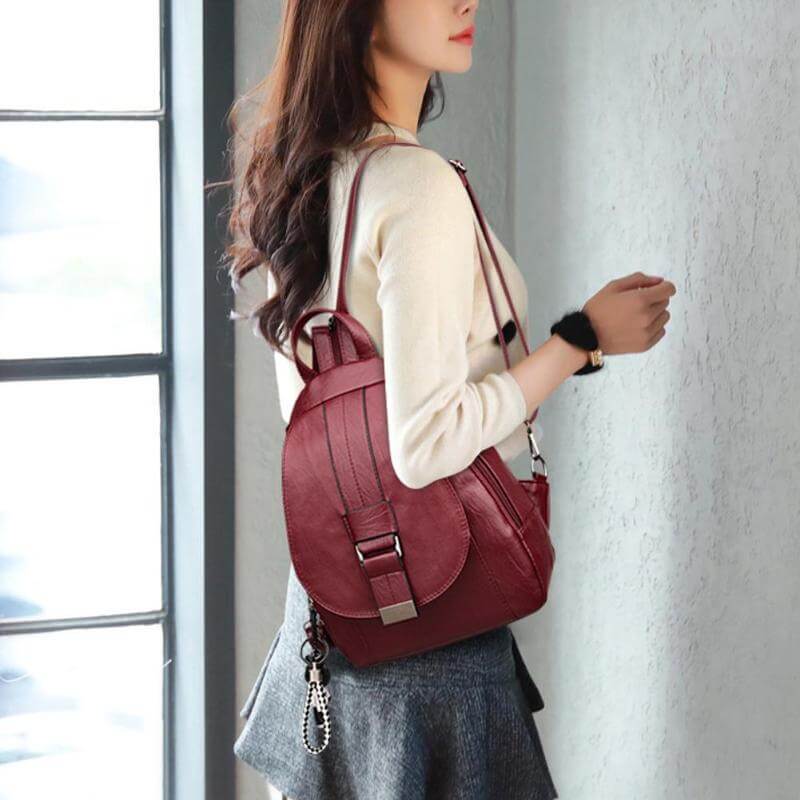 Premium Wasserabweisender Leder Rucksack für Frauen | Brehn
