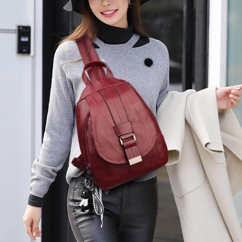 Premium Wasserabweisender Leder Rucksack für Frauen | Brehn