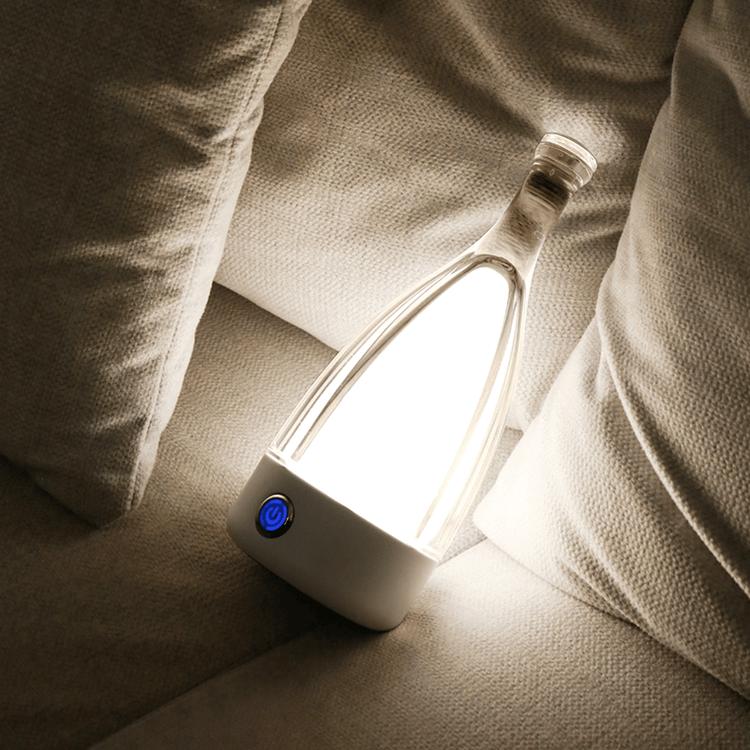 Brehn | Stylische Weinfalschen-Tischlampe - Aufladbar mit dimmbarem Licht