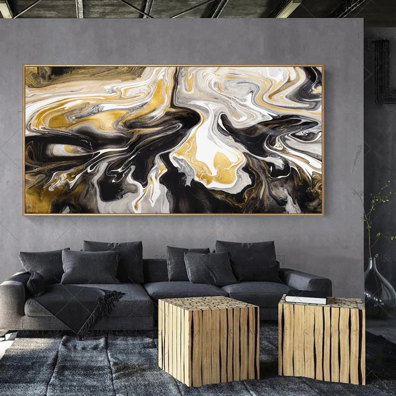 Moderne abstrakte graue beige goldene Wandkunst Fine-Art-Leinwanddrucke Bild für luxuriöse Wohnzimmer Schlafzimmer Kunst für zeitgenössische Innenräume | Brehn