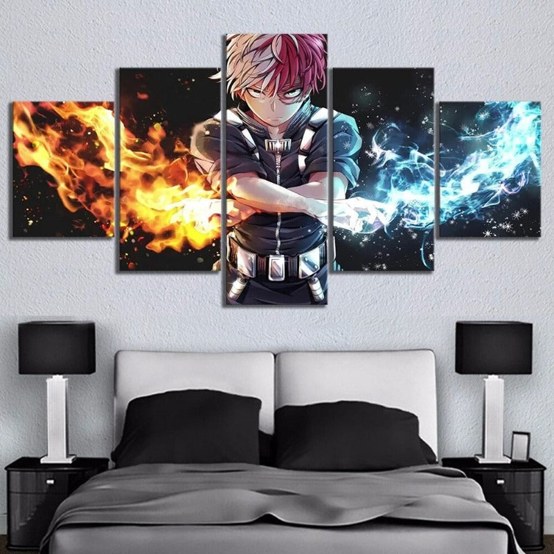 5 Panel "My Hero Academia Anime"- Wandkunst Posterrahmen