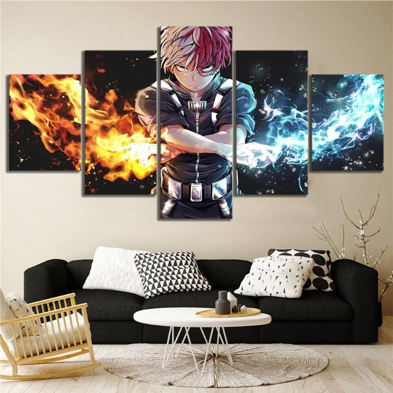 5 Panel "My Hero Academia Anime"- Wandkunst Posterrahmen