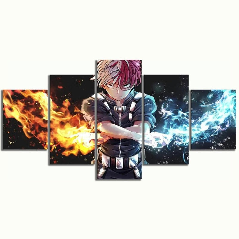 5 Panel "My Hero Academia Anime"- Wandkunst Posterrahmen