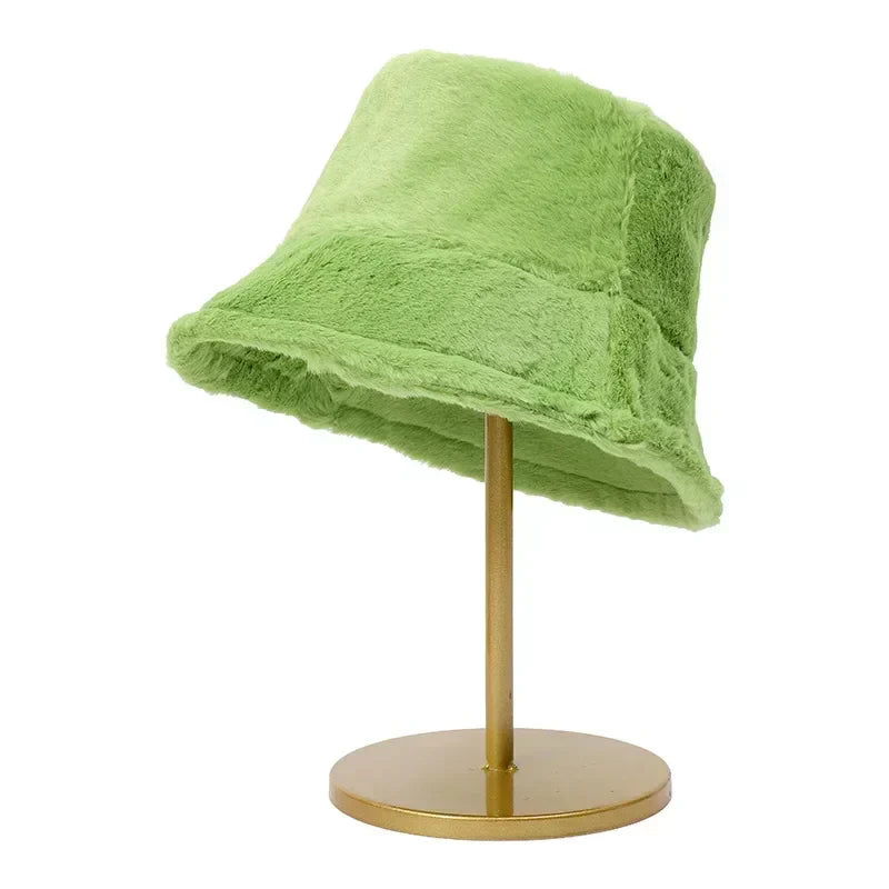 Herbst-Bucket-Hat für Damen aus Kunstkaninchenfell – Lorna