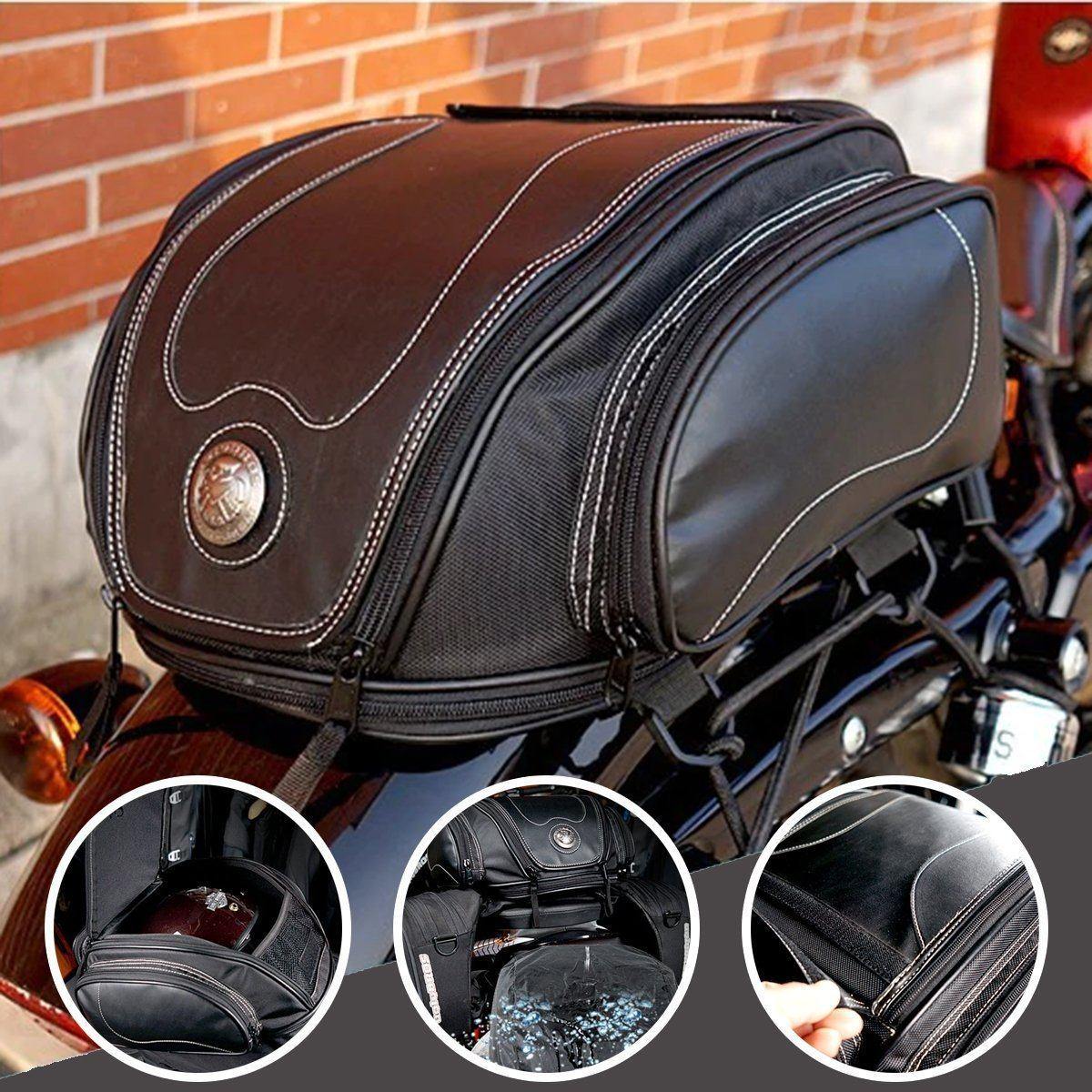 Wasserabweisende Motorradsatteltasche mit erweiterbarem Stauraum | Brehn
