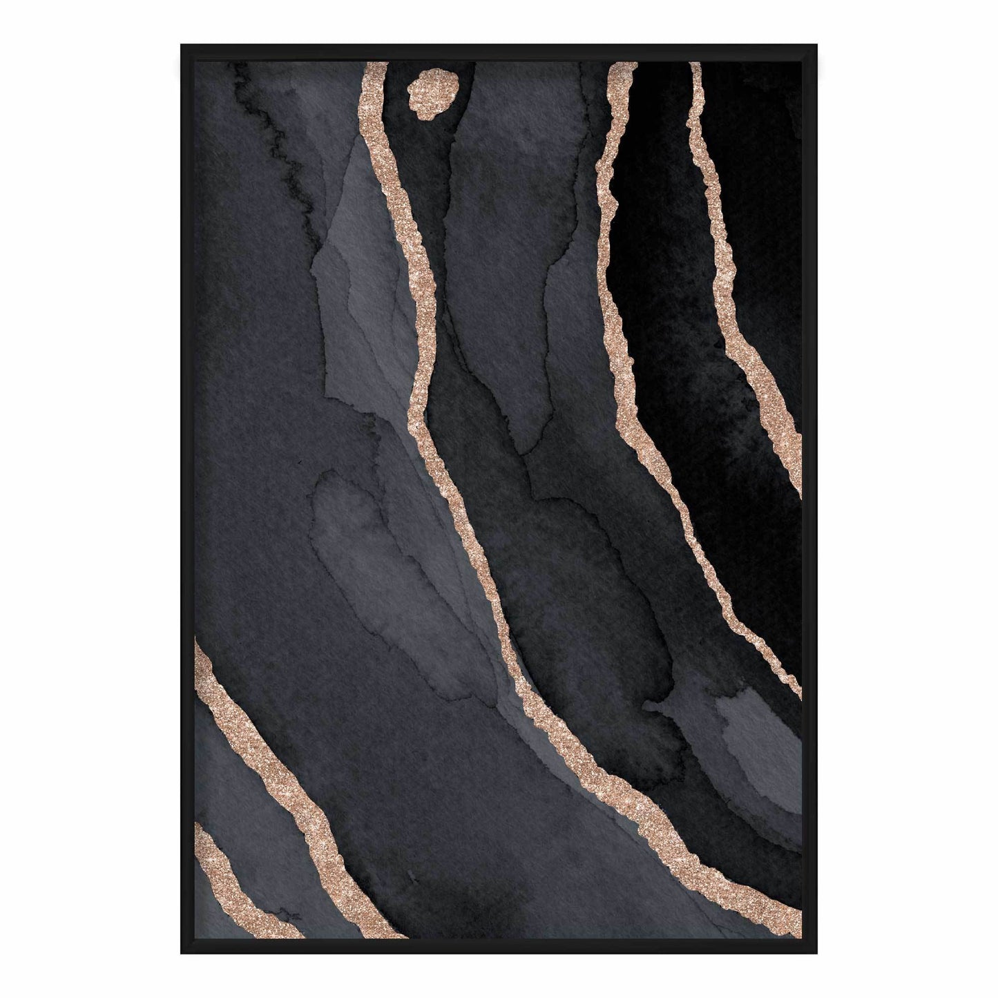Abstrakter Kunstdruck in Schwarz und Gold Nr. 3