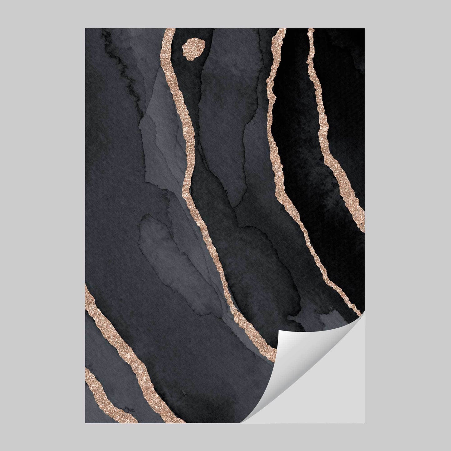 Abstrakter Kunstdruck in Schwarz und Gold Nr. 3