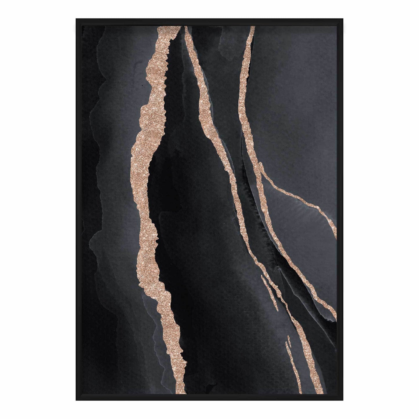 Abstrakter Kunstdruck in Schwarz und Gold Nr. 1