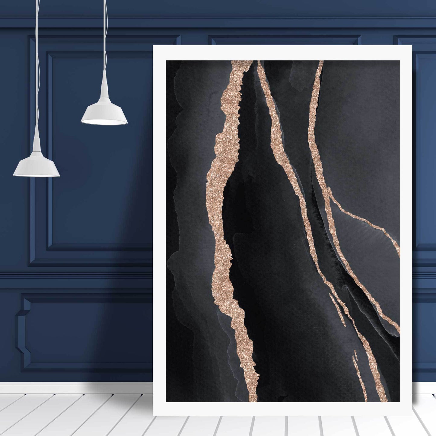 Abstrakter Kunstdruck in Schwarz und Gold Nr. 1