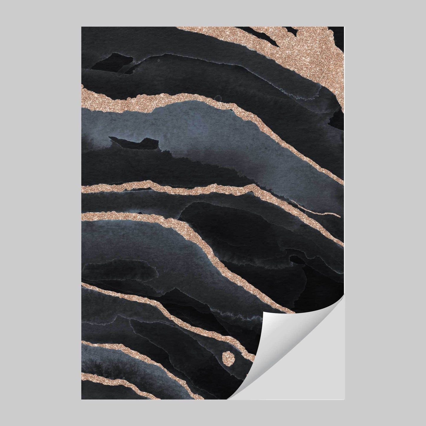 Abstrakter Kunstdruck in Schwarz und Gold Nr. 2