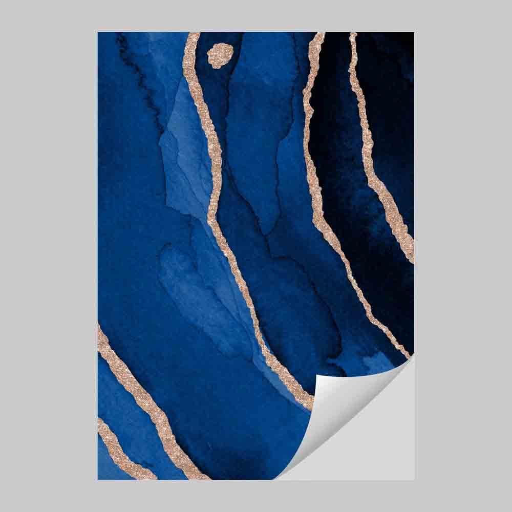Abstrakter Kunstdruck in Marineblau und Gold Nr. 3