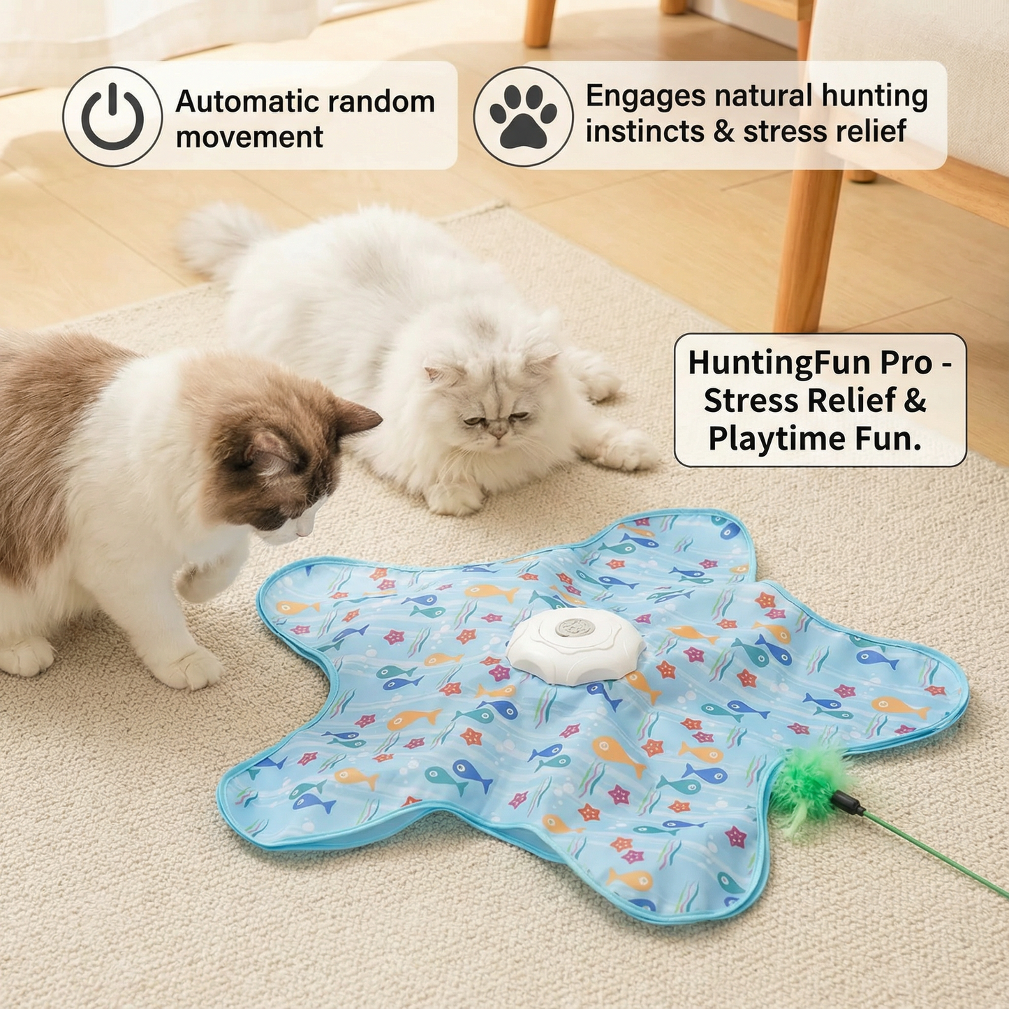 HuntingFun Pro – Automatisches Katzenspielzeug zur Stressbewältigung und Spielzeitspaß Brehn