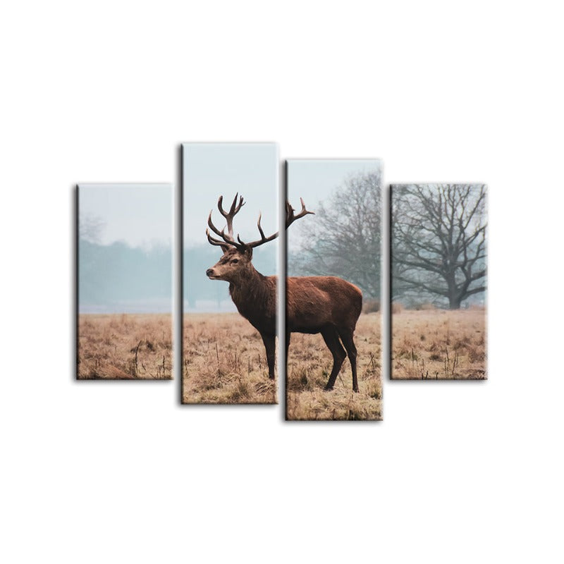 4 Stück Regal Hirsch in der Ebene - Leinwand Wandkunst Gemälde