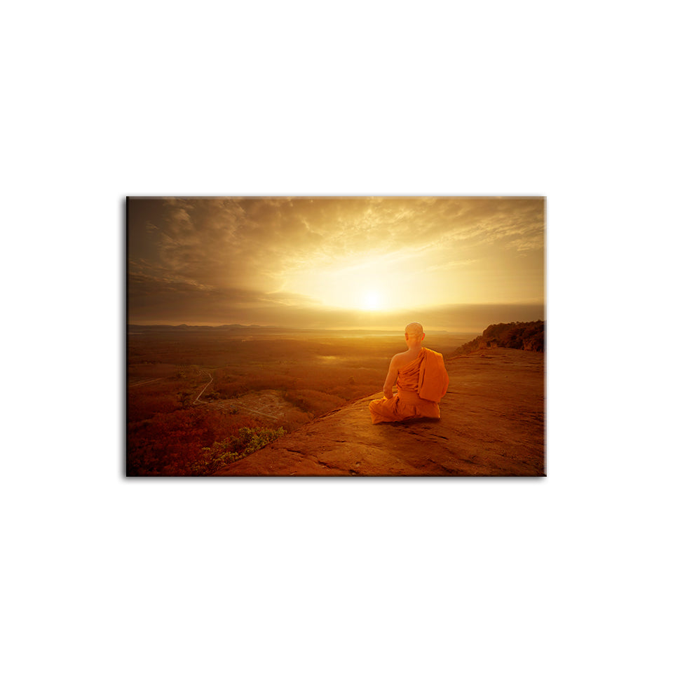 Ruhiger Sonnenuntergang an der Klippe – Leinwandbild