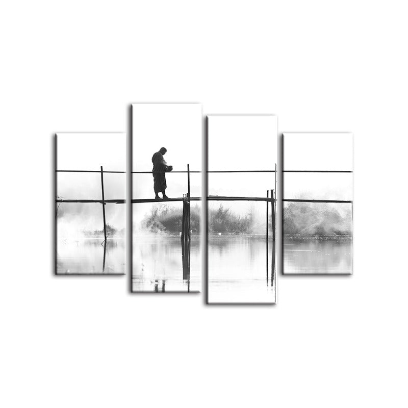 4-teilige Wasserbrücke - Leinwand Wandkunst Gemälde