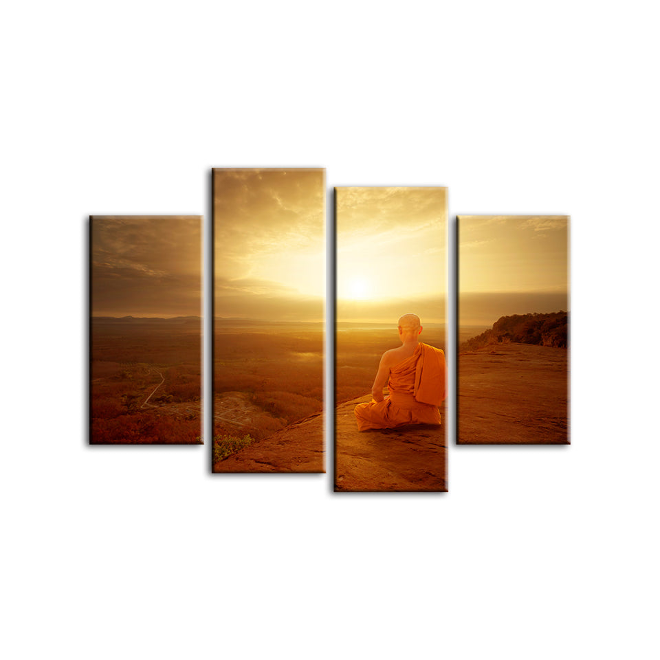 4-teilige ruhige Klippen-Sonnenuntergang - Leinwand Wandkunst Gemälde