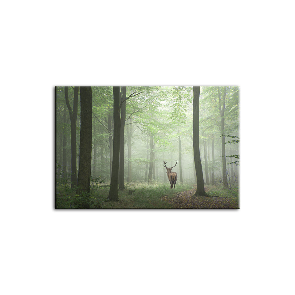 Mystischer Hirsch im Wald – Leinwanddruck