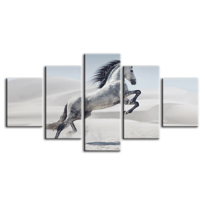 5-teilige Springendes Weißes Pferd - Leinwand Wandkunst Gemälde