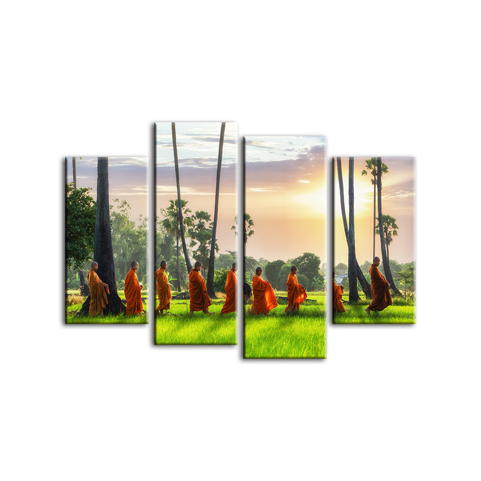 Morgen Spaziergang 4 Teile - Leinwand Wandkunst Malerei
