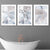 Abstraktes Set aus 3 Kunstdrucken mit Modelinien in Blau und Beige
