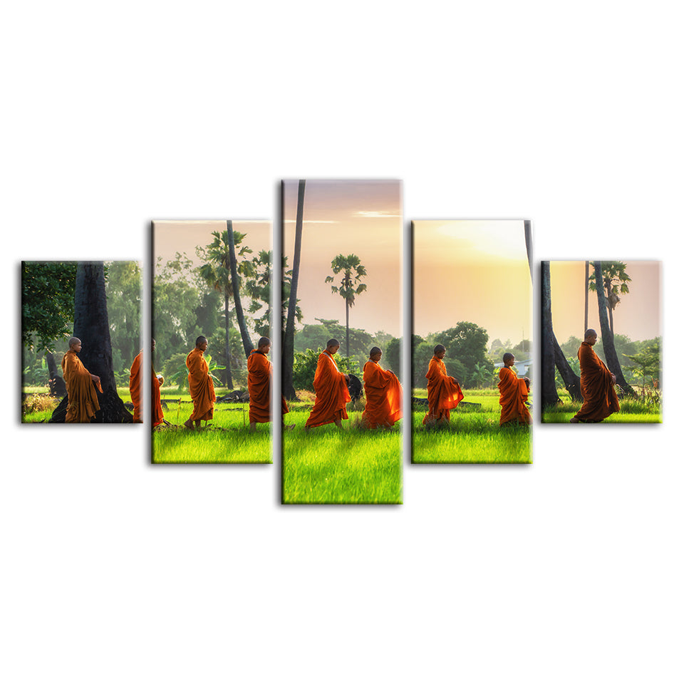 Morgen Spaziergang 5 Stück - Leinwand Wandkunst Malerei
