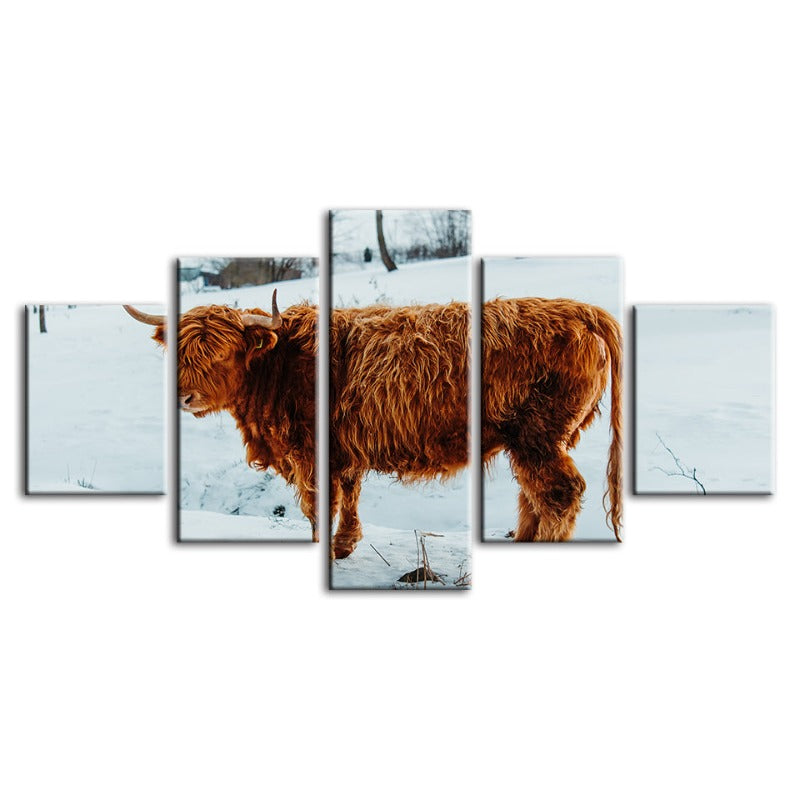 5-teilige Curly Haired Cow - Leinwand Wandkunst Gemälde