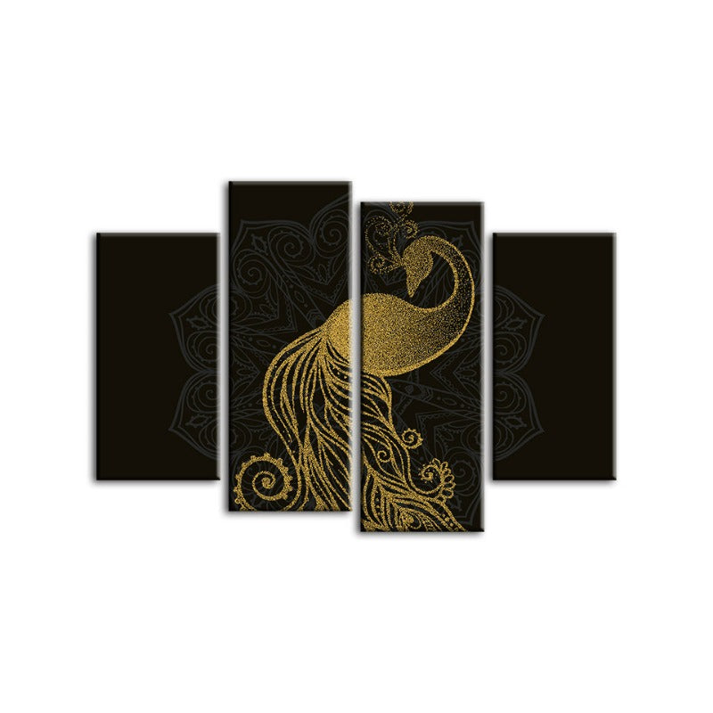 Abstract Golden Mandala Pfau-Canvas Wandkunst Gemälde 4 Teile